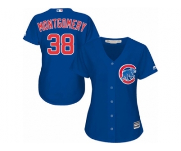 Women's Majestic Chicago Cubs #38 Mike Montgomery Authentic Royal Blue Alternate MLB Jersey