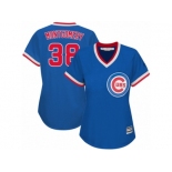 Women's Majestic Chicago Cubs #38 Mike Montgomery Authentic Royal Blue Cooperstown MLB Jersey