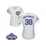 Women's Majestic Chicago Cubs #38 Mike Montgomery Authentic White Home 2016 World Series Champions Cool Base MLB Jersey