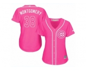 Women's Majestic Chicago Cubs #38 Mike Montgomery Replica Pink Fashion MLB Jersey