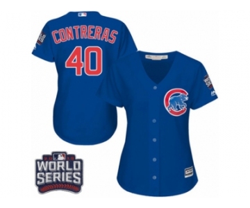 Women's Majestic Chicago Cubs #40 Willson Contreras Authentic Royal Blue Alternate 2016 World Series Bound Cool Base MLB Jersey