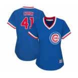 Women's Majestic Chicago Cubs #41 Steve Cishek Authentic Royal Blue Cooperstown MLB Jersey