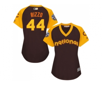 Women's Majestic Chicago Cubs #44 Anthony Rizzo Authentic Brown 2016 All-Star National League BP Cool Base MLB Jersey