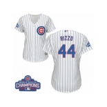 Women's Majestic Chicago Cubs #44 Anthony Rizzo Authentic White Home 2016 World Series Champions Cool Base MLB Jersey