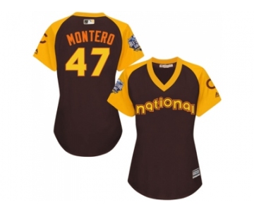 Women's Majestic Chicago Cubs #47 Miguel Montero Authentic Brown 2016 All-Star National League BP Cool Base MLB Jersey