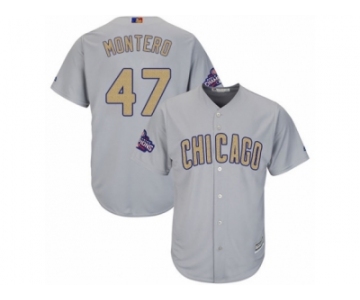 Women's Majestic Chicago Cubs #47 Miguel Montero Authentic Gray 2017 Gold Champion MLB Jersey