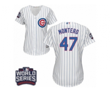 Women's Majestic Chicago Cubs #47 Miguel Montero Authentic White Home 2016 World Series Bound Cool Base MLB Jersey