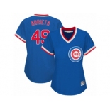 Women's Majestic Chicago Cubs #49 Jake Arrieta Authentic Royal Blue Cooperstown MLB Jersey