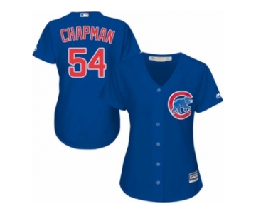 Women's Majestic Chicago Cubs #54 Aroldis Chapman Authentic Royal Blue Alternate MLB Jersey