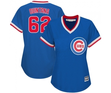 Women's Majestic Chicago Cubs #62 Jose Quintana Authentic Royal Blue Cooperstown MLB Jersey