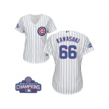 Women's Majestic Chicago Cubs #66 Munenori Kawasaki Authentic White Home 2016 World Series Champions Cool Base MLB Jersey