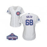 Women's Majestic Chicago Cubs #68 Jorge Soler Authentic White Home 2016 World Series Champions Cool Base MLB Jersey