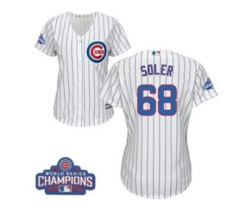 Women's Majestic Chicago Cubs #68 Jorge Soler Authentic White Home 2016 World Series Champions Cool Base MLB Jersey