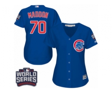 Women's Majestic Chicago Cubs #70 Joe Maddon Authentic Royal Blue Alternate 2016 World Series Bound Cool Base MLB Jersey