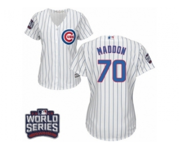 Women's Majestic Chicago Cubs #70 Joe Maddon Authentic White Home 2016 World Series Bound Cool Base MLB Jersey