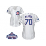 Women's Majestic Chicago Cubs #70 Joe Maddon Authentic White Home 2016 World Series Champions Cool Base MLB Jersey