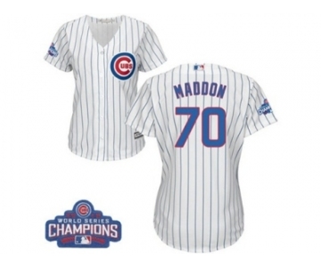 Women's Majestic Chicago Cubs #70 Joe Maddon Authentic White Home 2016 World Series Champions Cool Base MLB Jersey