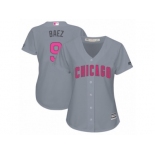 Women's Majestic Chicago Cubs #9 Javier Baez Authentic Grey Mother's Day Cool Base MLB Jersey