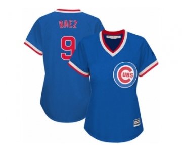 Women's Majestic Chicago Cubs #9 Javier Baez Authentic Royal Blue Cooperstown MLB Jersey