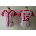 women mlb chicago cubs #13 castro white pink[2012]