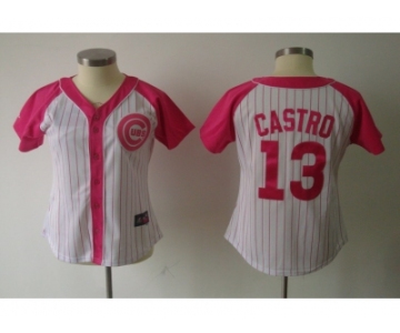 women mlb chicago cubs #13 castro white pink[2012]