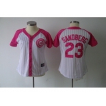 women mlb chicago cubs #23 sandberg white pink[2012]