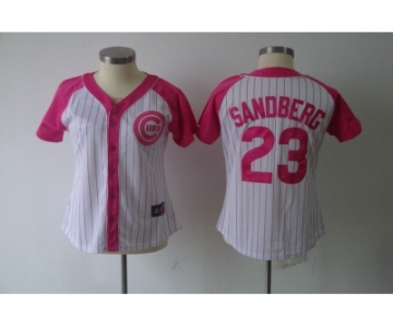 women mlb chicago cubs #23 sandberg white pink[2012]