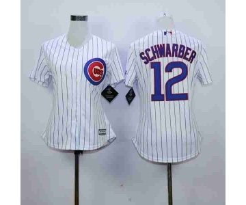 women mlb jerseys chicago cubs #12 schwarber white(blue strip)][schwarber]