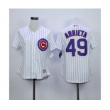 women mlb jerseys chicago cubs #49 arrieta white(blue strip)