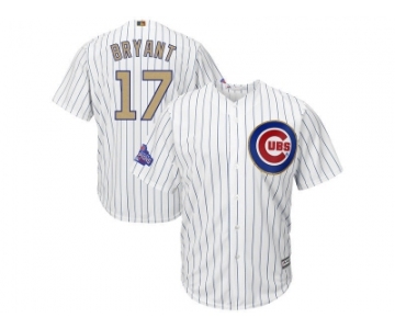 Youth Chicago Cubs #17 Kris Bryant White 2017 Gold Program Cool Base Stitched MLB Jersey