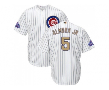 Youth Chicago Cubs #5 Albert Almora Jr. White(Blue Strip) 2017 Gold Program Cool Base Stitched MLB Jersey