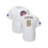 Youth Chicago Cubs #8 Andre Dawson White(Blue Strip) 2017 Gold Program Cool Base Stitched MLB Jersey