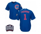 Youth Majestic Chicago Cubs #1 Kosuke Fukudome Authentic Royal Blue Alternate 2016 World Series Bound Cool Base MLB Jersey