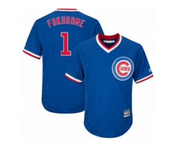 Youth Majestic Chicago Cubs #1 Kosuke Fukudome Authentic Royal Blue Cooperstown Cool Base MLB Jersey