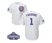 Youth Majestic Chicago Cubs #1 Kosuke Fukudome Authentic White Home 2016 World Series Champions Cool Base MLB Jersey