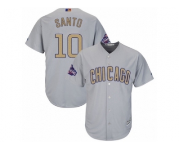 Youth Majestic Chicago Cubs #10 Ron Santo Authentic Gray 2017 Gold Champion Cool Base MLB Jersey