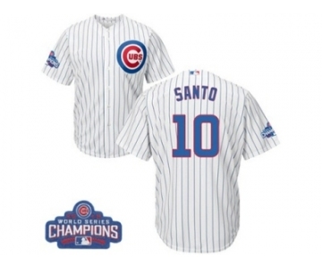 Youth Majestic Chicago Cubs #10 Ron Santo Authentic White Home 2016 World Series Champions Cool Base MLB Jersey