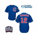 Youth Majestic Chicago Cubs #12 Kyle Schwarber Authentic Royal Blue Alternate 2016 World Series Bound Cool Base MLB Jersey