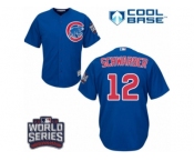 Youth Majestic Chicago Cubs #12 Kyle Schwarber Authentic Royal Blue Alternate 2016 World Series Bound Cool Base MLB Jersey