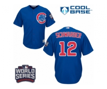 Youth Majestic Chicago Cubs #12 Kyle Schwarber Authentic Royal Blue Alternate 2016 World Series Bound Cool Base MLB Jersey