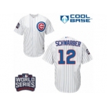 Youth Majestic Chicago Cubs #12 Kyle Schwarber Authentic White Home 2016 World Series Bound Cool Base MLB Jersey