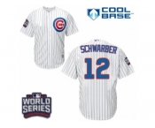 Youth Majestic Chicago Cubs #12 Kyle Schwarber Authentic White Home 2016 World Series Bound Cool Base MLB Jersey