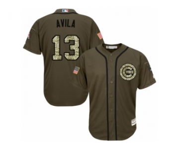 Youth Majestic Chicago Cubs #13 Alex Avila Authentic Green Salute to Service MLB Jersey