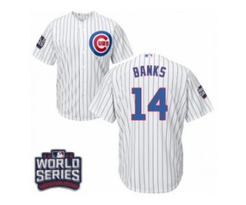 Youth Majestic Chicago Cubs #14 Ernie Banks Authentic White Home 2016 World Series Bound Cool Base MLB Jersey