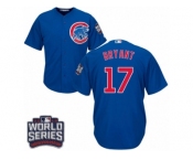 Youth Majestic Chicago Cubs #17 Kris Bryant Authentic Royal Blue Alternate 2016 World Series Bound Cool Base MLB Jersey