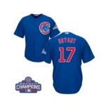 Youth Majestic Chicago Cubs #17 Kris Bryant Authentic Royal Blue Alternate 2016 World Series Champions Cool Base MLB Jersey