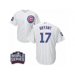 Youth Majestic Chicago Cubs #17 Kris Bryant Authentic White Home 2016 World Series Bound Cool Base MLB Jersey