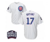 Youth Majestic Chicago Cubs #17 Kris Bryant Authentic White Home 2016 World Series Bound Cool Base MLB Jersey