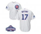 Youth Majestic Chicago Cubs #17 Kris Bryant Authentic White Home 2016 World Series Champions Cool Base MLB Jersey