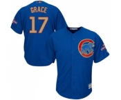 Youth Majestic Chicago Cubs #17 Mark Grace Authentic Royal Blue 2017 Gold Champion Cool Base MLB Jersey